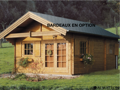 Chalet de jardin 23,64 m2 dim 690 x 500 x 358 cm en bois epicea avec mezzanine et 2 chambres WEKA OLG