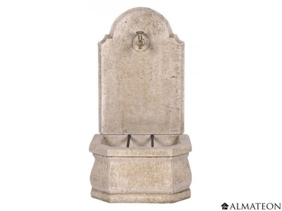 Fontaine murale ancienne fronton lisse 61 x 45 x 111 cm avec robinet