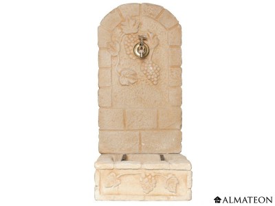 Fontaine murale Raisins ton vieilli 42 x 48 x 92 cm avec robinet