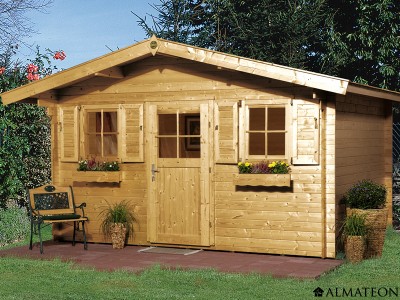 Abri de jardin 11 m2 dim 380 x 300 x 262 cm avec avant toit de 60 cm en bois Garantie 5 ans WEKA OLG