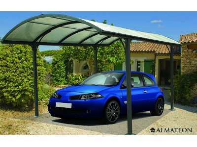 Carport aluminium toit demi-rond 14.62 m² anti-UV 