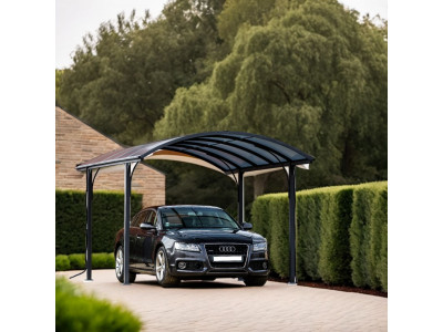 Carport aluminium toit demi-rond 14.62 m² anti-UV 